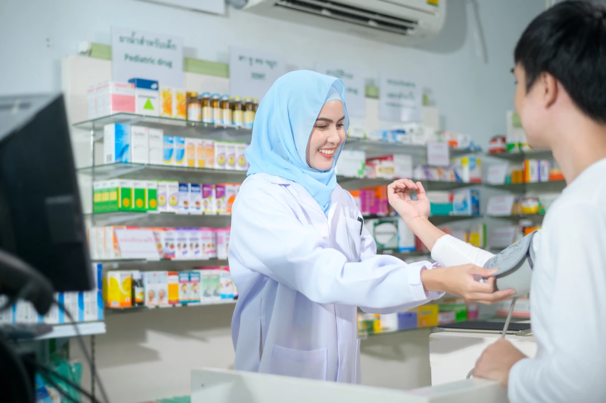 a pharmacist and patient