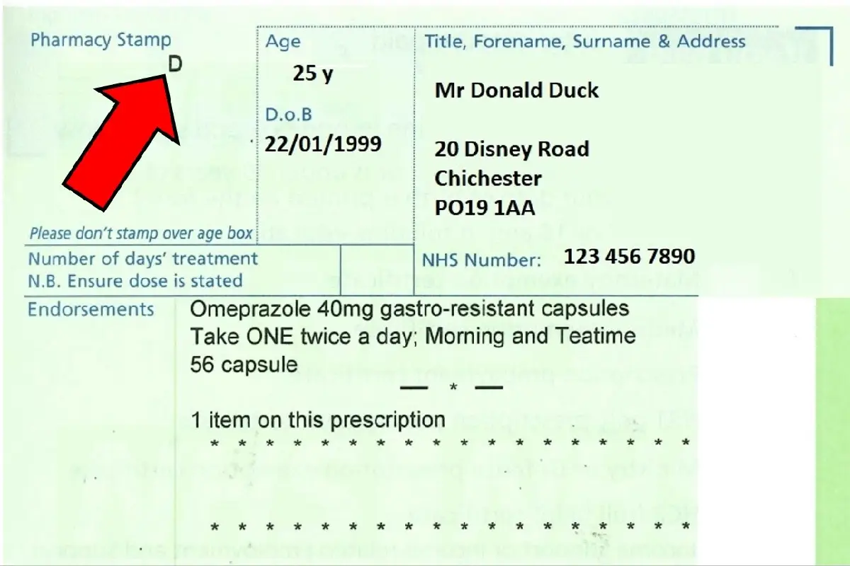 prescription slip showing the D